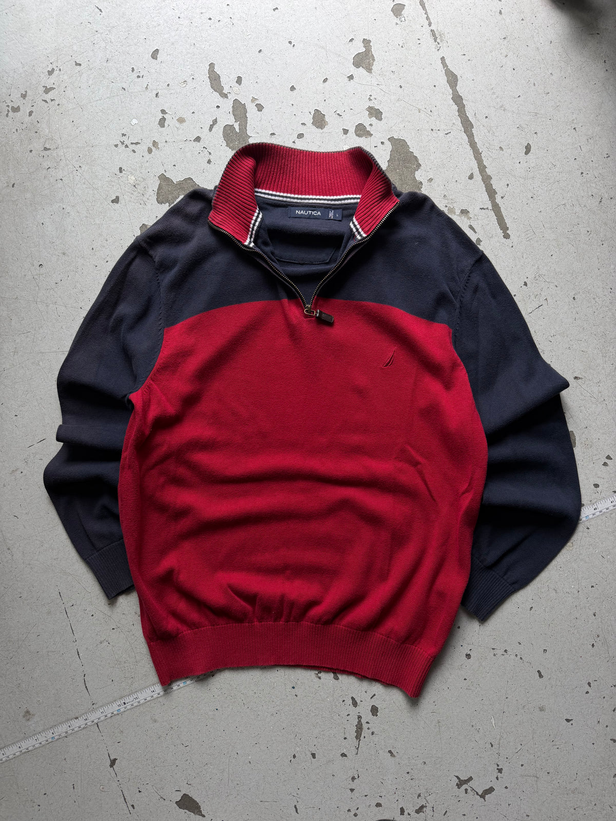 Nautica | 1/4 zip striktrøje | rød/navy | L