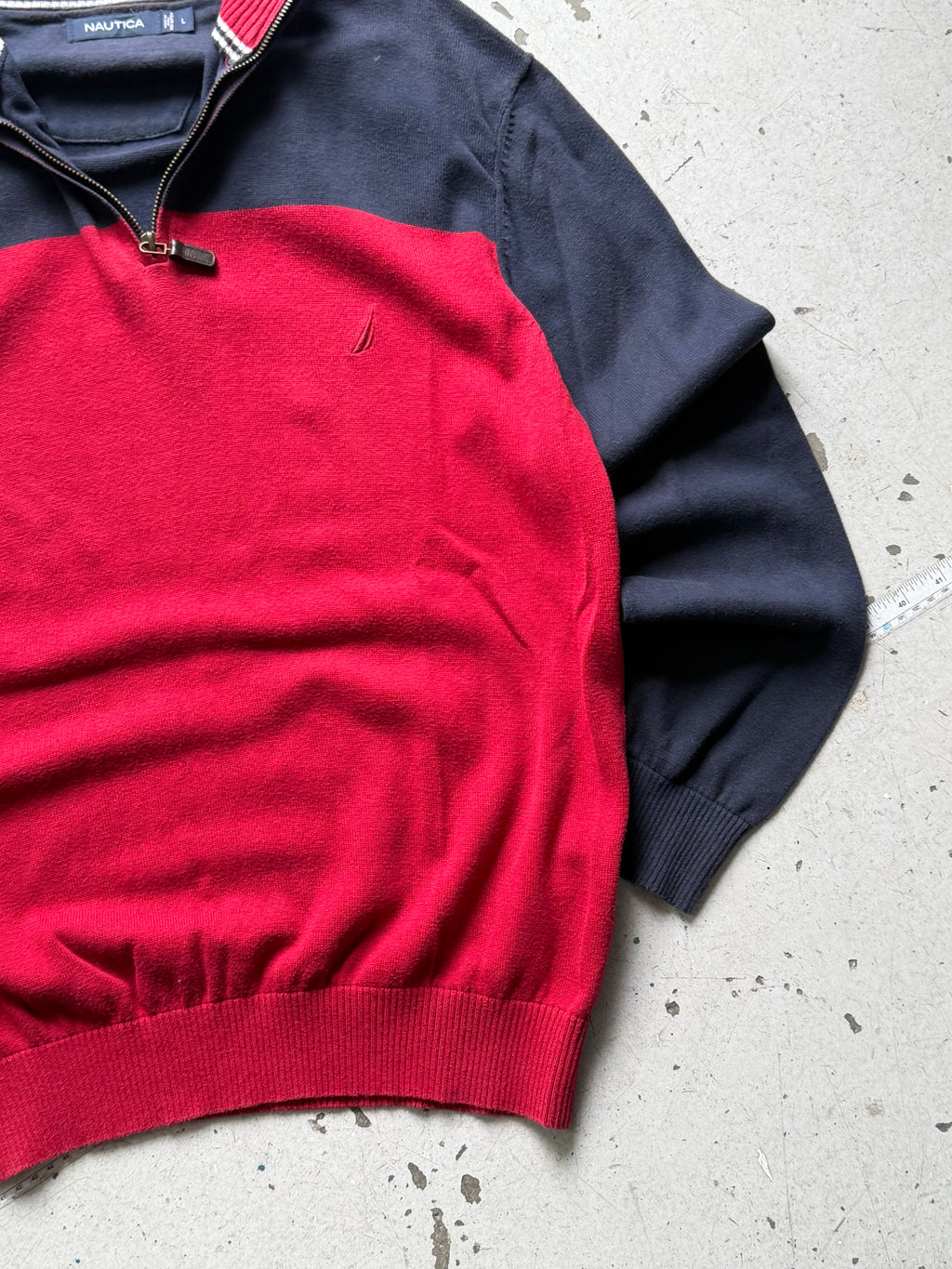 Nautica | 1/4 zip striktrøje | rød/navy | L