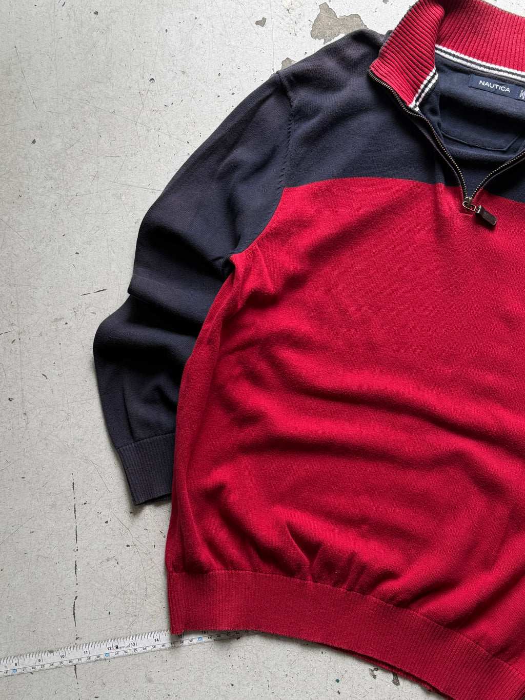 Nautica | 1/4 zip striktrøje | rød/navy | L