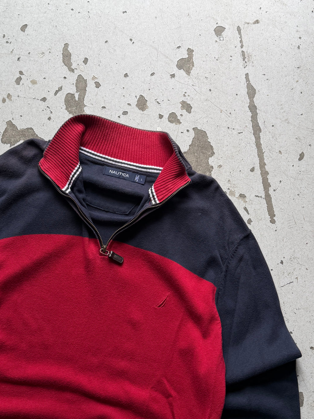 Nautica | 1/4 zip striktrøje | rød/navy | L