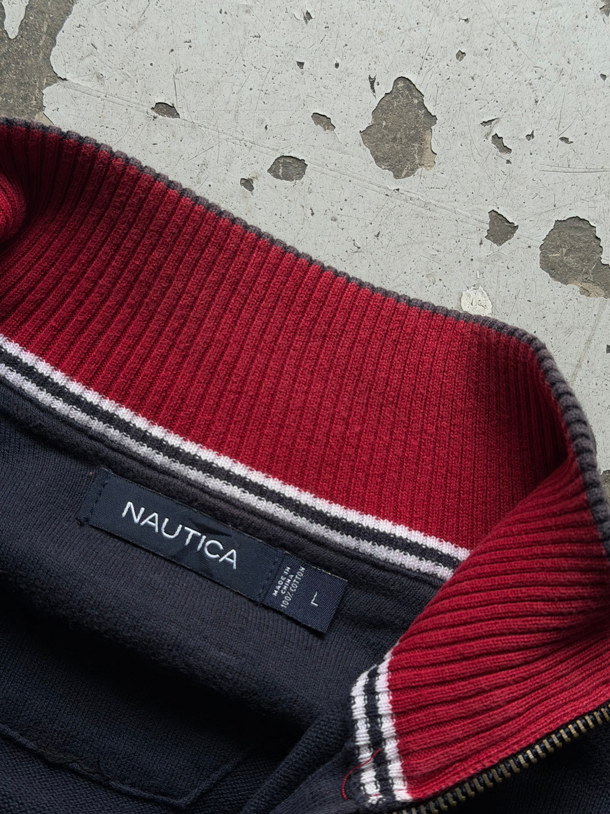 Nautica | 1/4 zip striktrøje | rød/navy | L