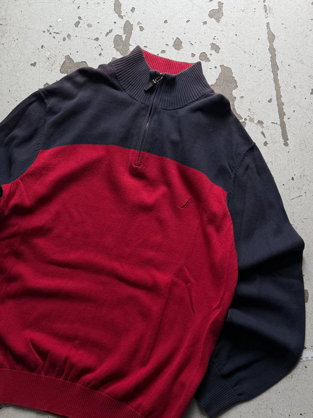 Nautica | 1/4 zip striktrøje | rød/navy | L