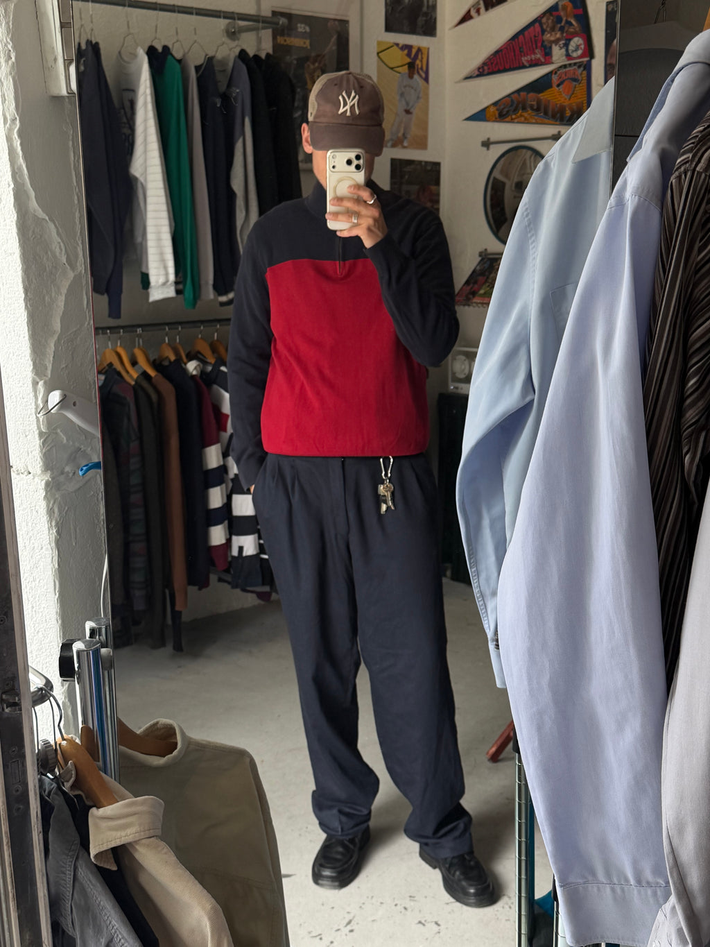 Nautica | 1/4 zip striktrøje | rød/navy | L