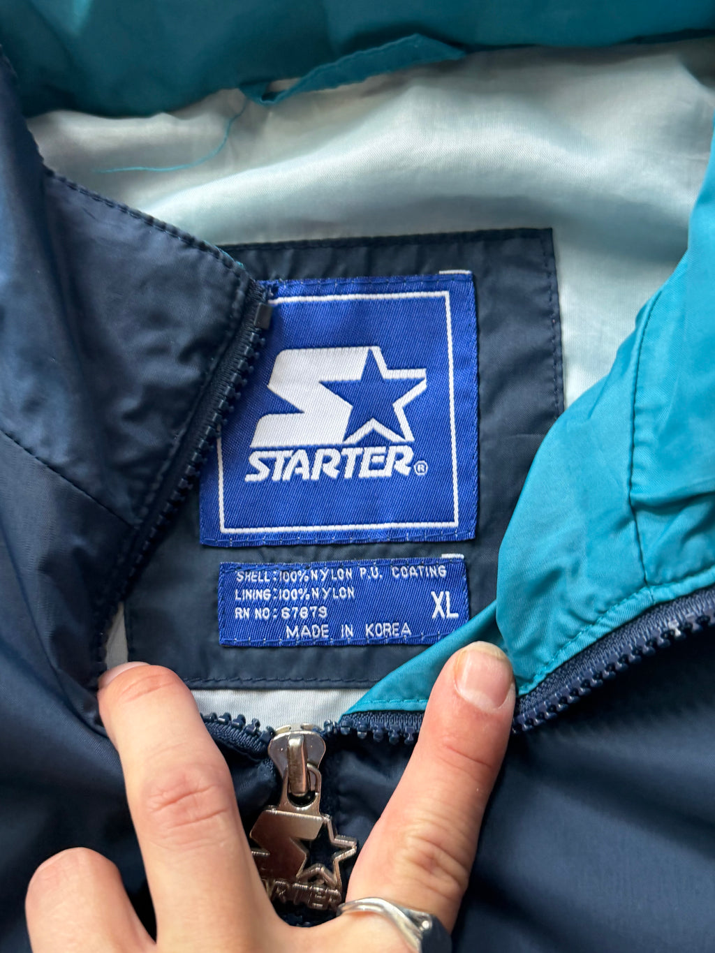 Starter | vintage colorblock windbreaker | navy/turkis | XL