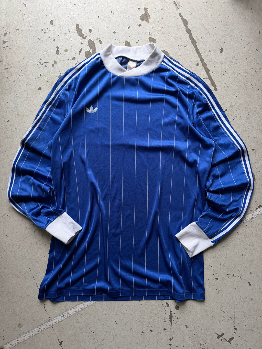 Adidas | vintage langærmet fodboldtrøje | blå/hvid | L