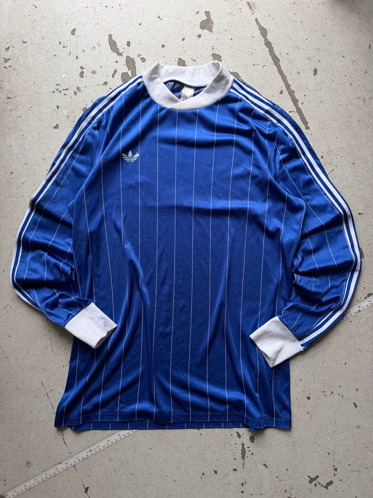 Adidas | vintage langærmet fodboldtrøje | blå/hvid | L