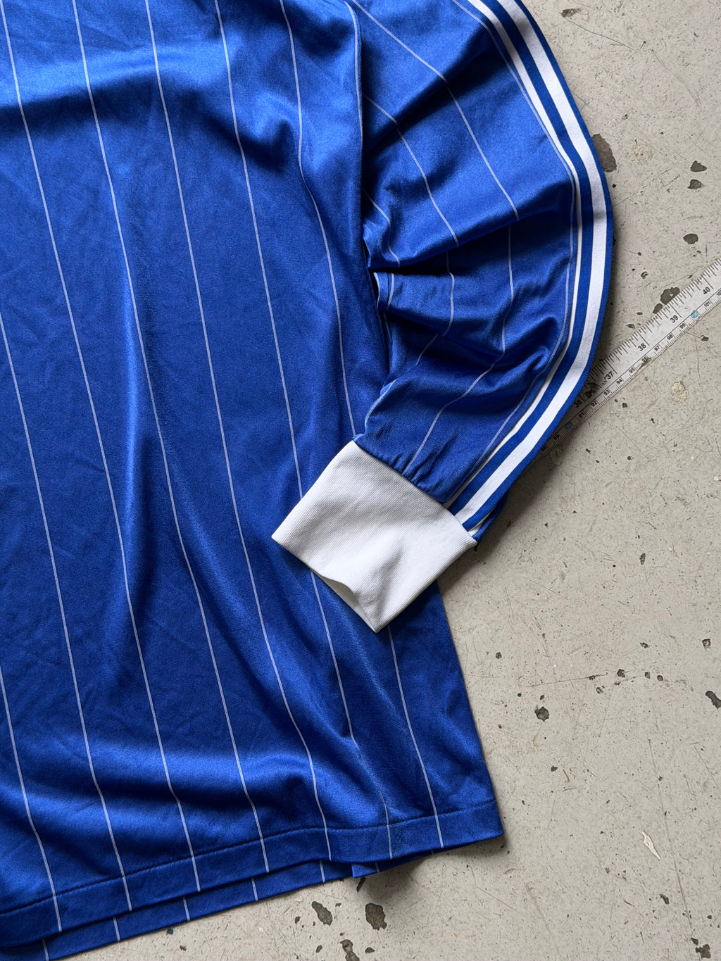 Adidas | vintage langærmet fodboldtrøje | blå/hvid | L