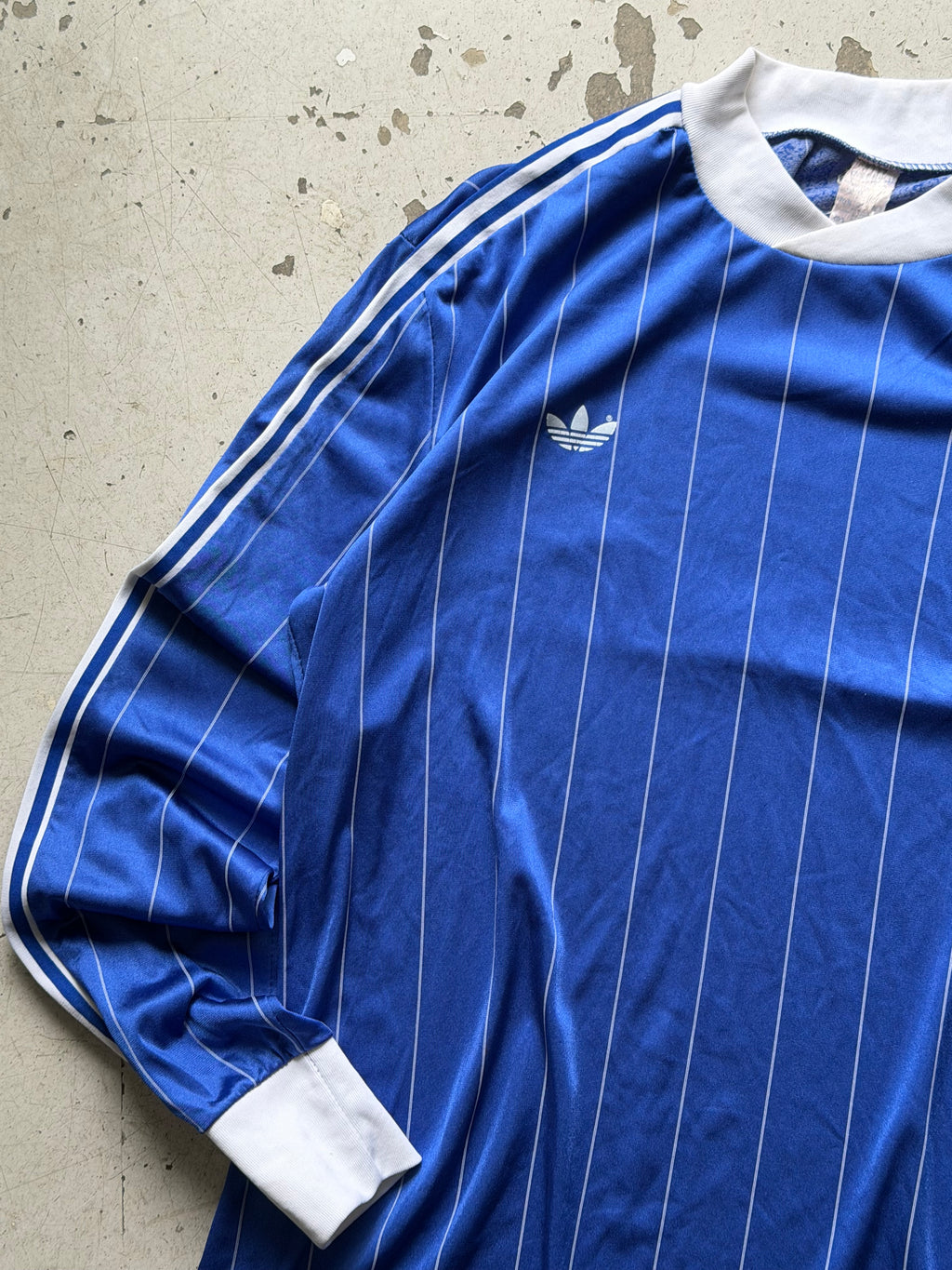 Adidas | vintage langærmet fodboldtrøje | blå/hvid | L