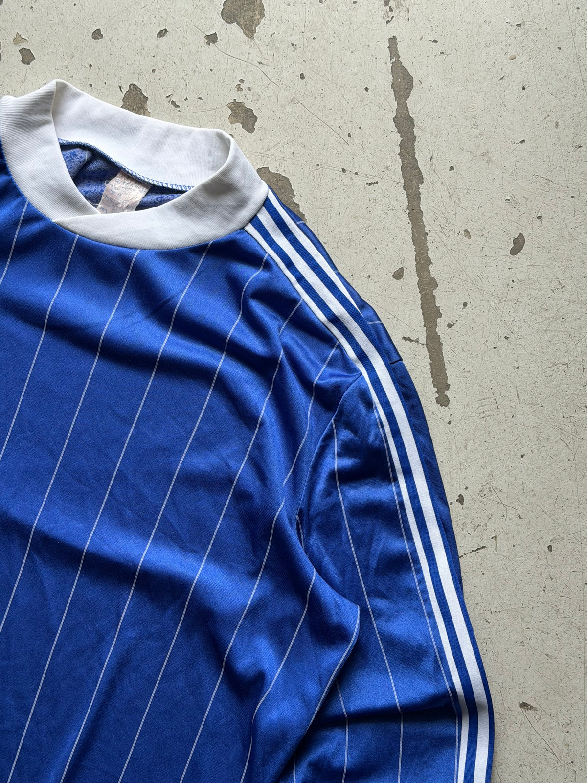 Adidas | vintage langærmet fodboldtrøje | blå/hvid | L