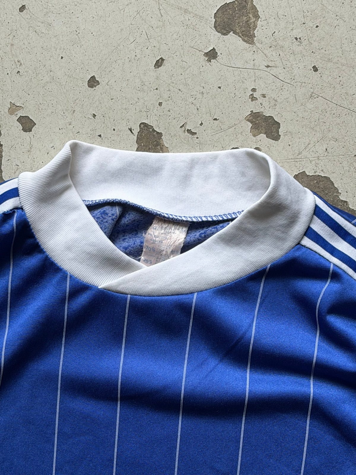 Adidas | vintage langærmet fodboldtrøje | blå/hvid | L