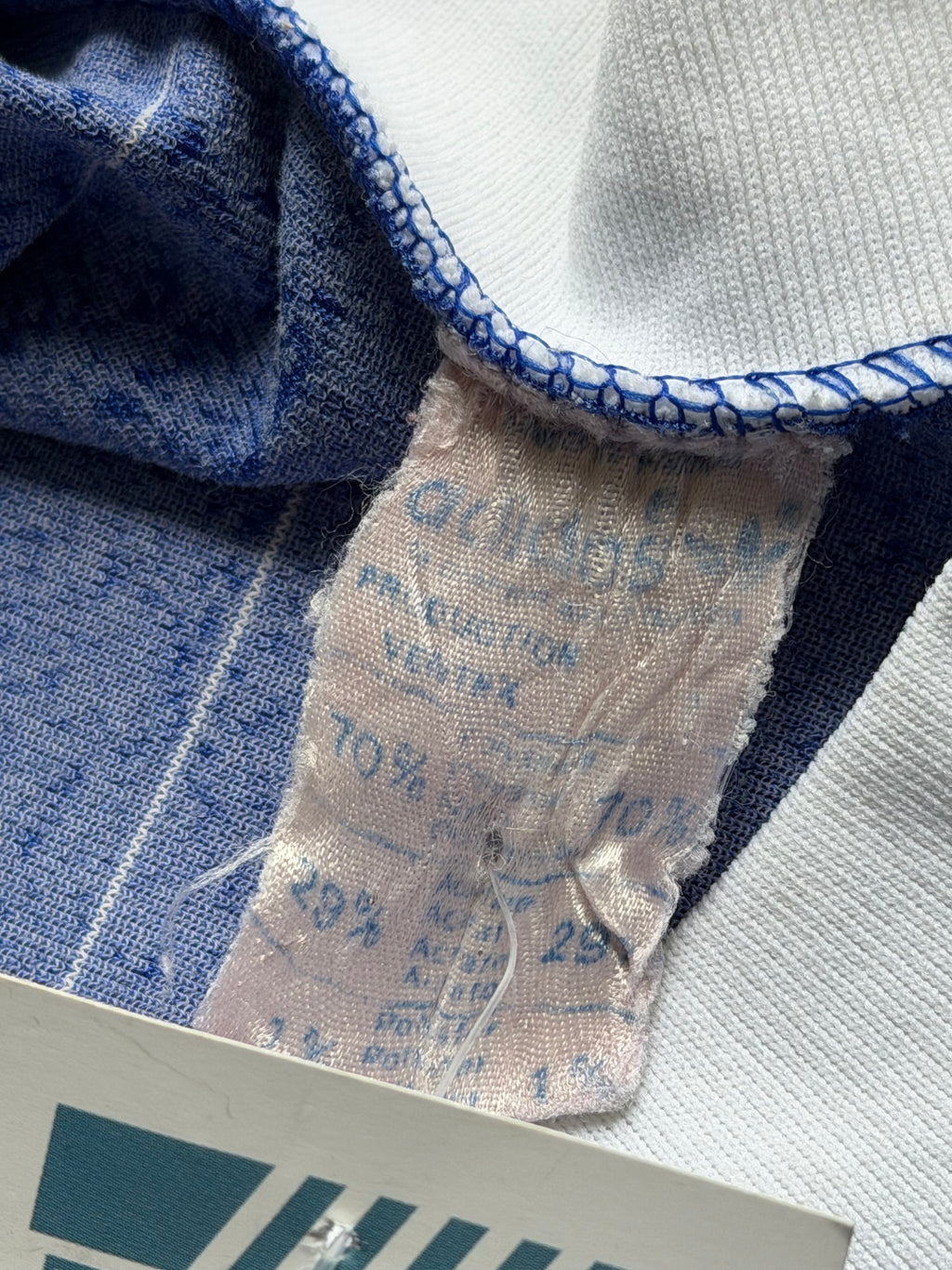 Adidas | vintage langærmet fodboldtrøje | blå/hvid | L