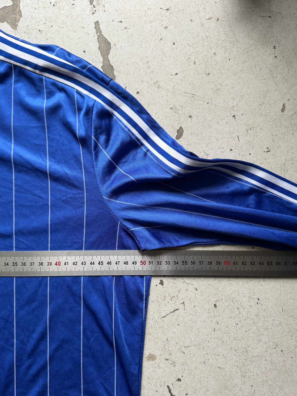 Adidas | vintage langærmet fodboldtrøje | blå/hvid | L
