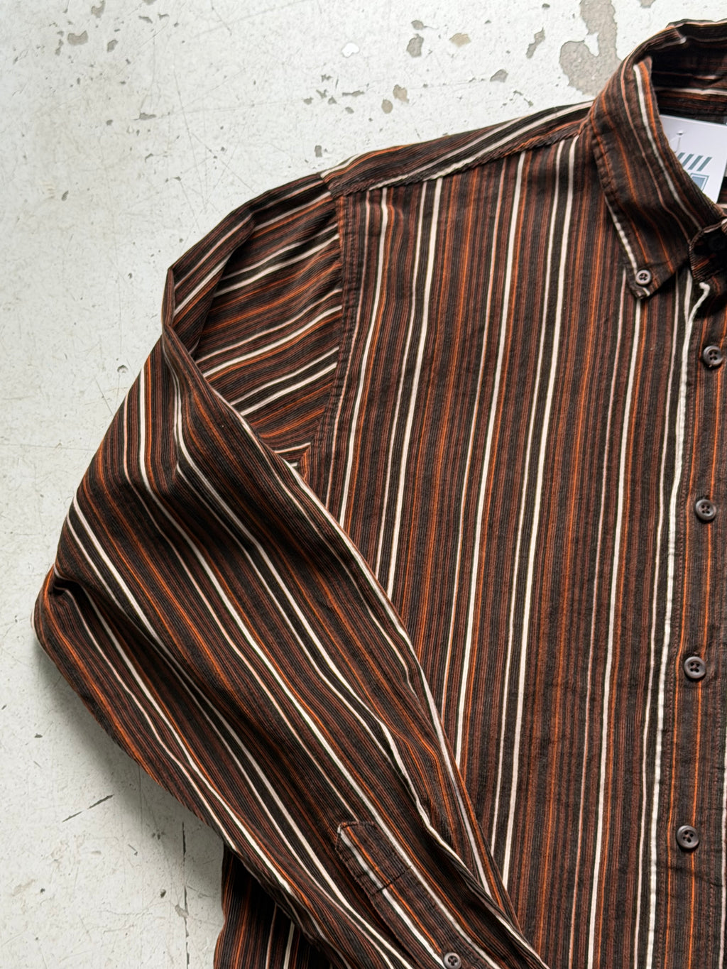 Stribet fløjlsskjorte | brun/orange | S