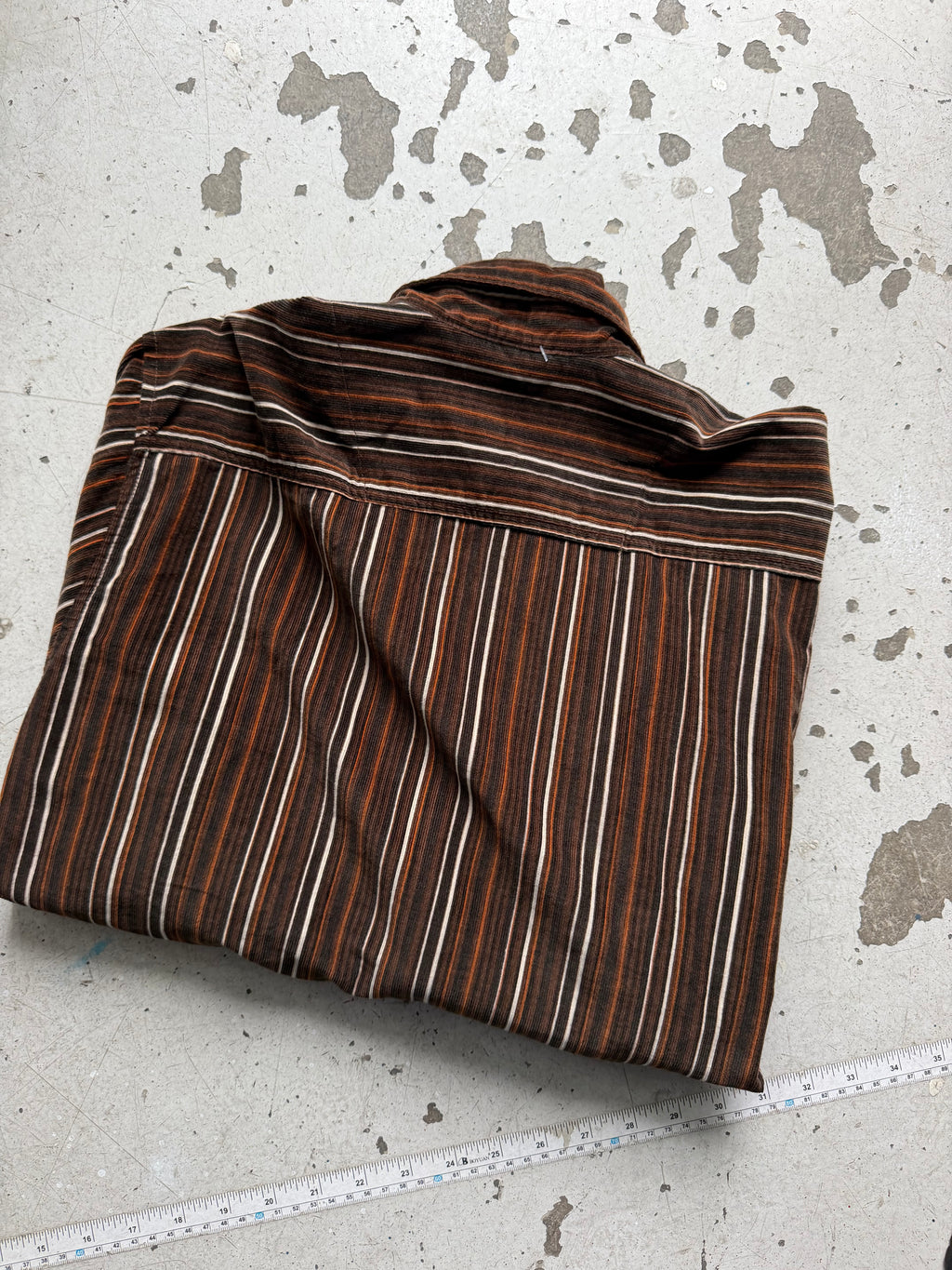 Stribet fløjlsskjorte | brun/orange | S