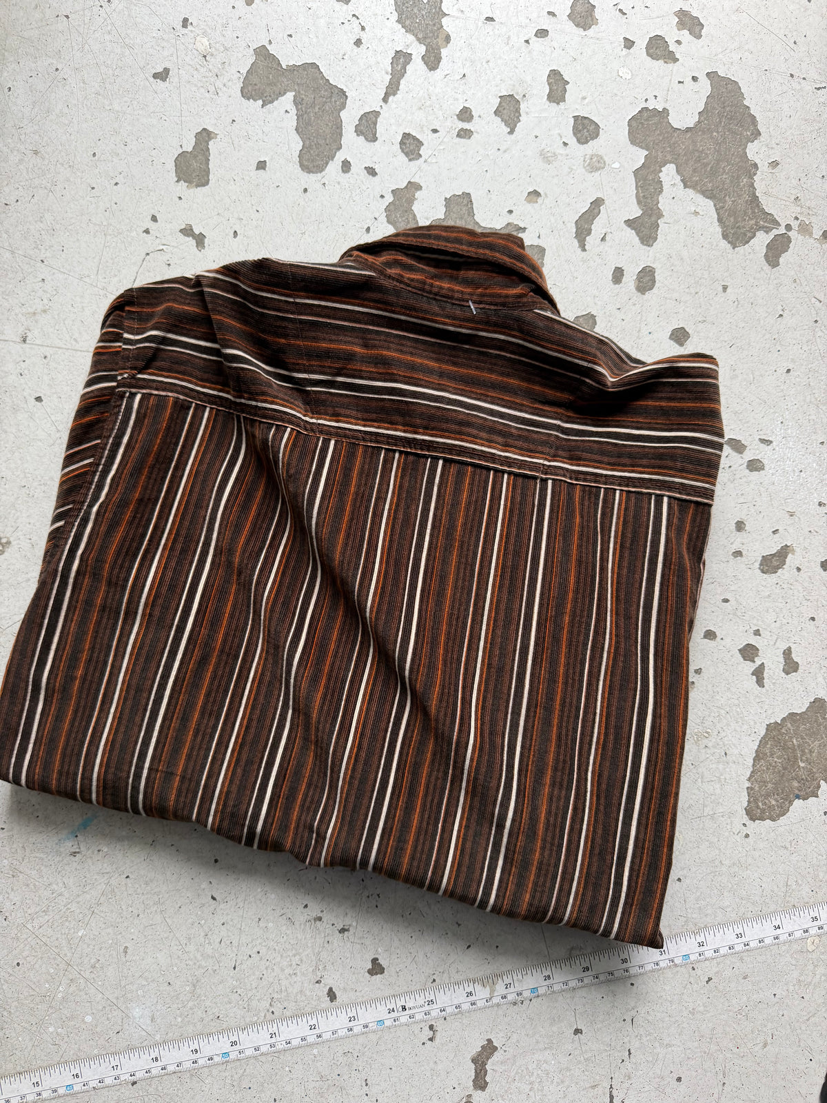 Stribet fløjlsskjorte | brun/orange | S