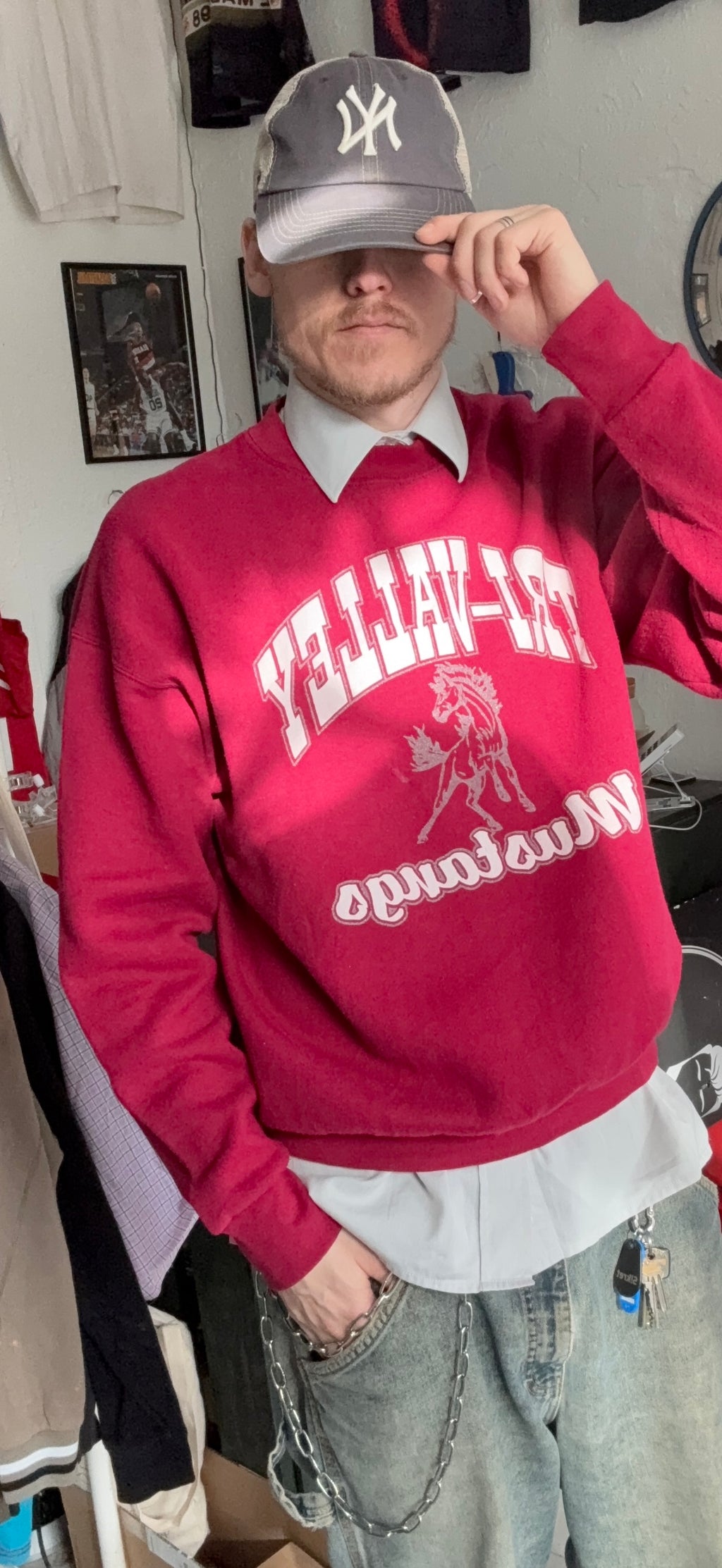 90s Fruit of the Loom | Crewneck | Rød | L/XL