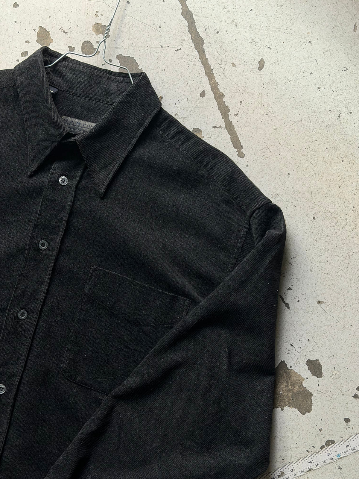 Vintage | fløjlsskjorte | sort | M