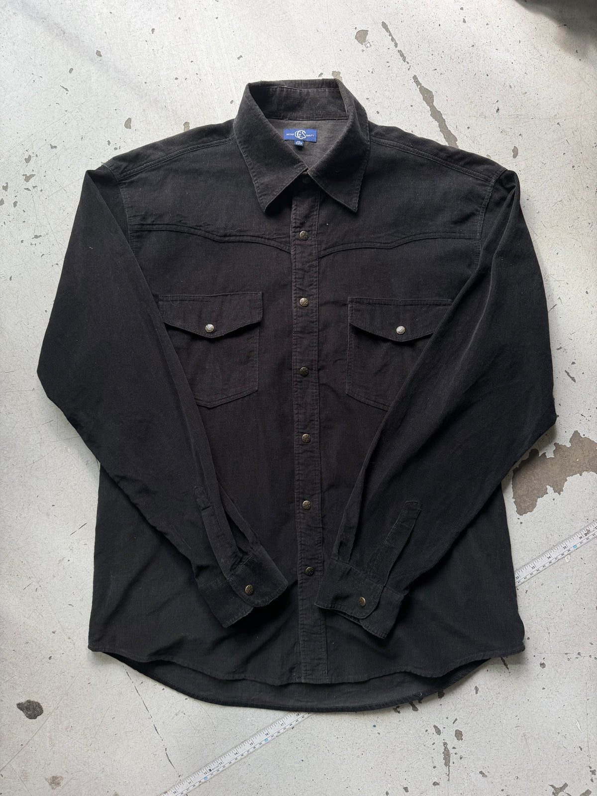 Vintage | fløjlsskjorte | sort | XL