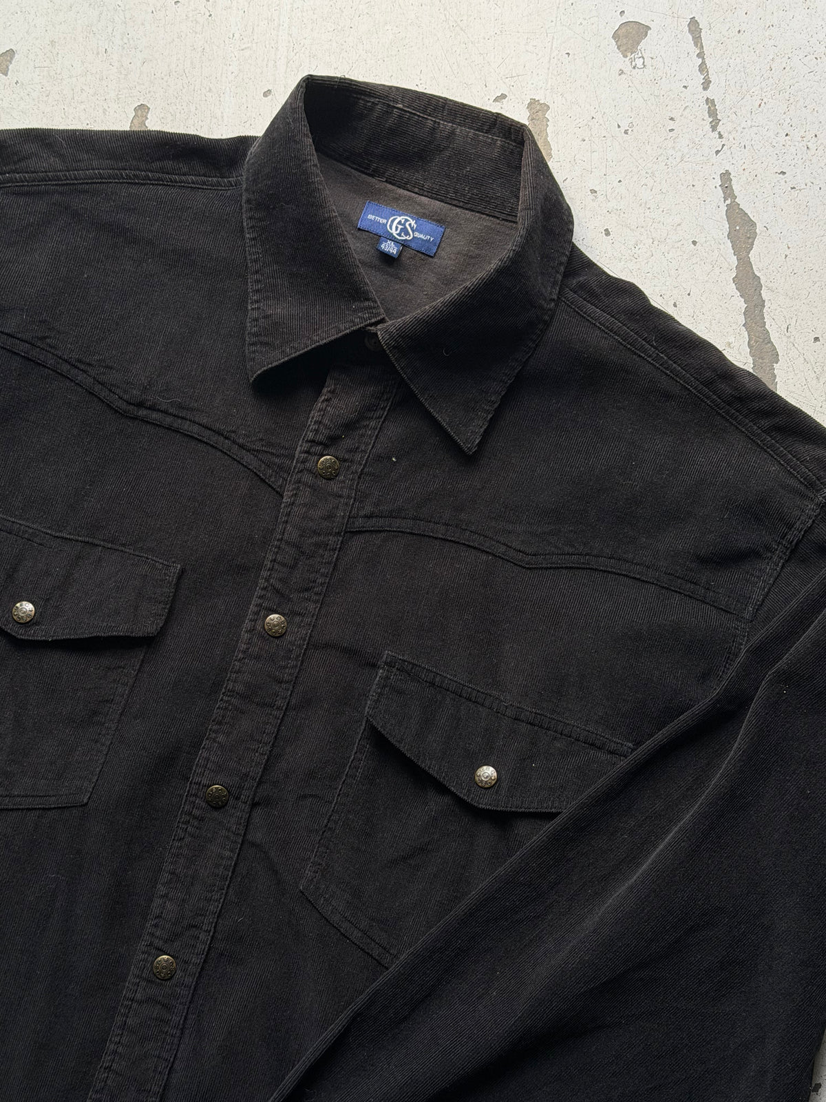 Vintage | fløjlsskjorte | sort | XL