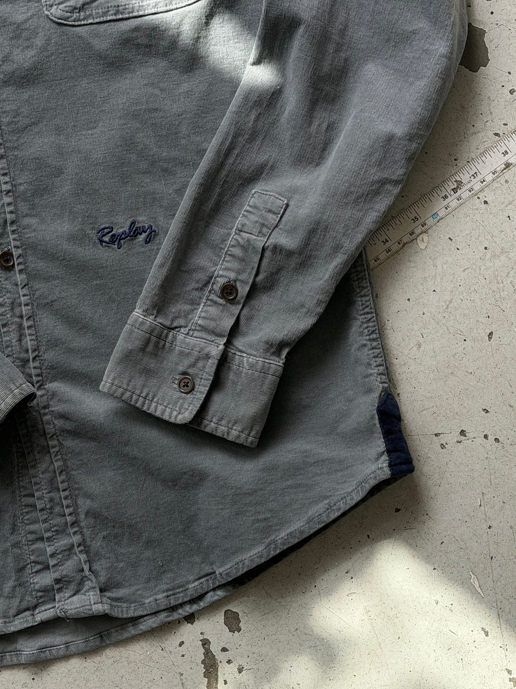 Vintage | fløjlsskjorte | grå | S/M