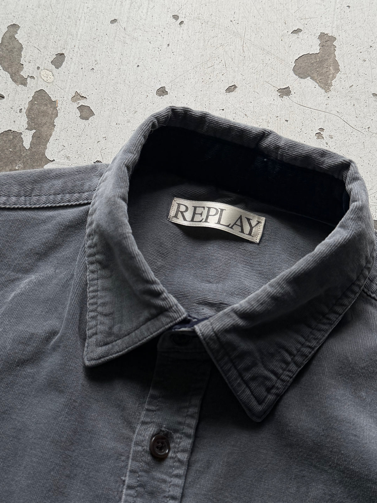 Vintage | fløjlsskjorte | grå | S/M
