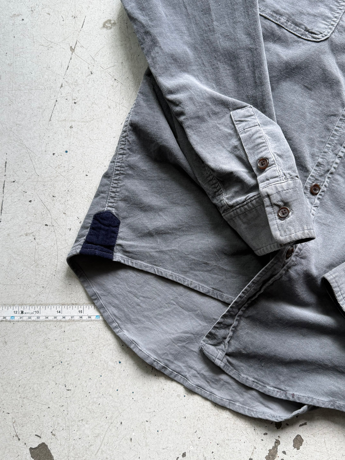 Vintage | fløjlsskjorte | grå | S/M