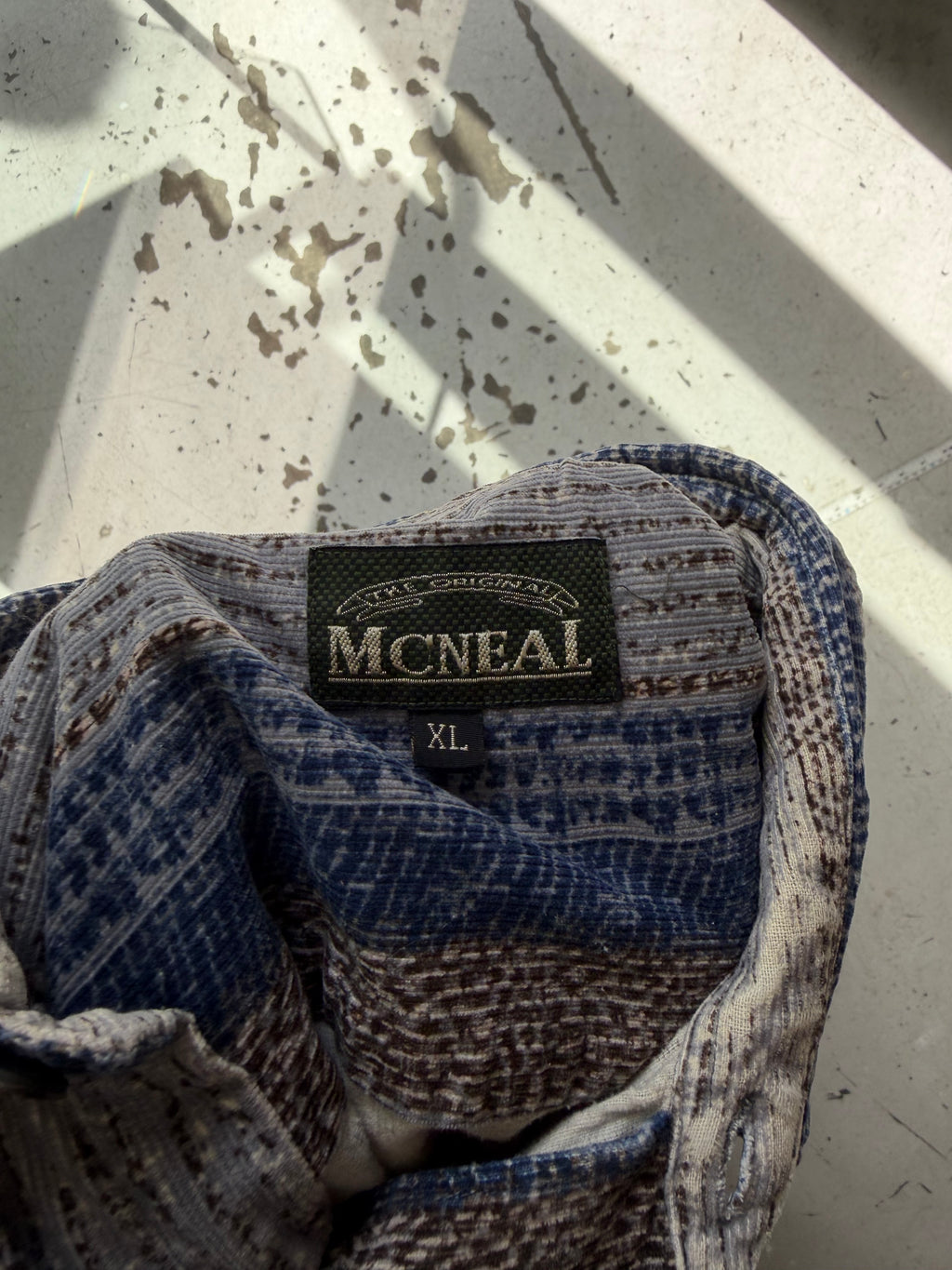 Vintage | fløjlsskjorte | mønstret | XL
