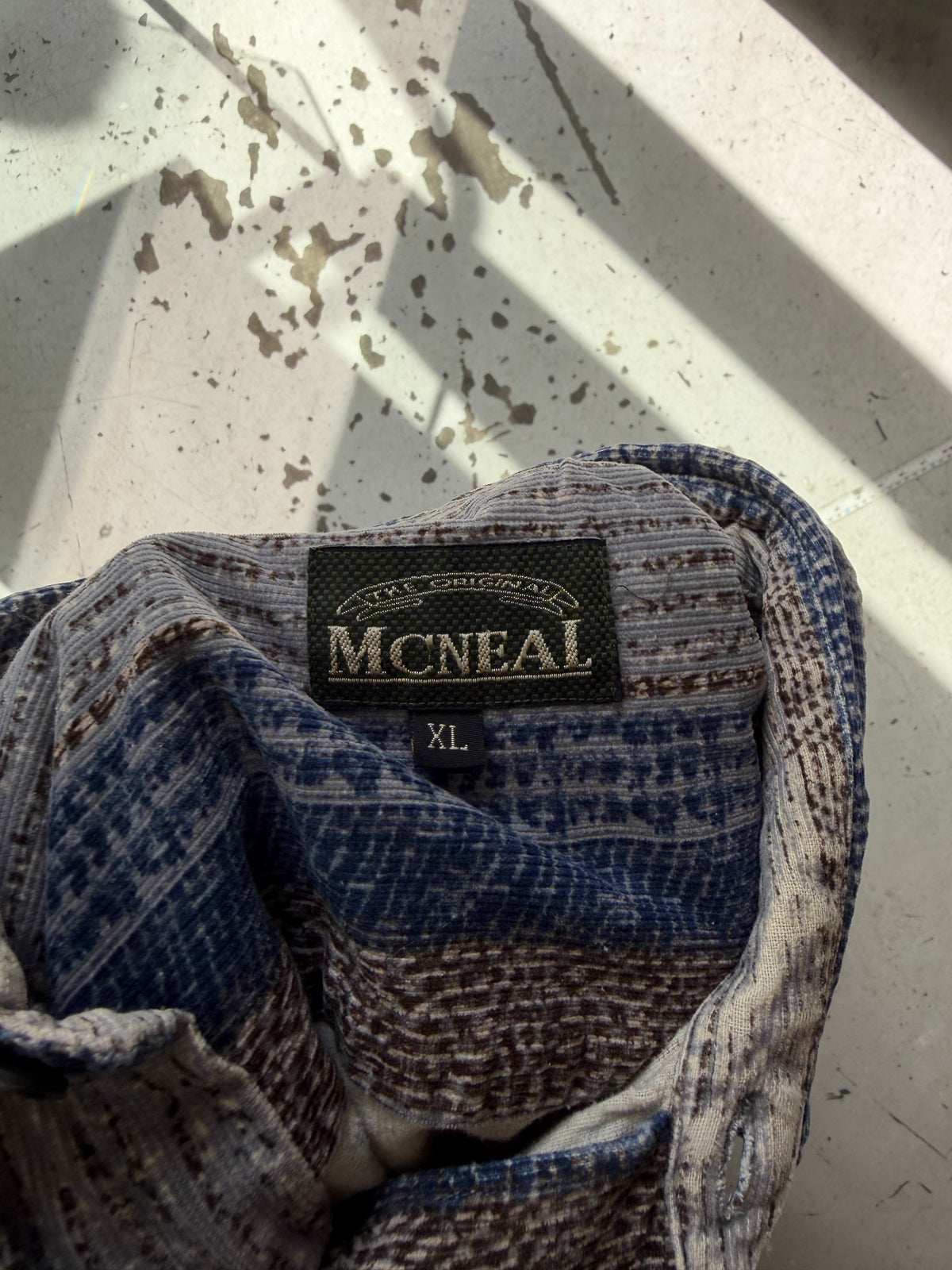 Vintage | fløjlsskjorte | mønstret | XL