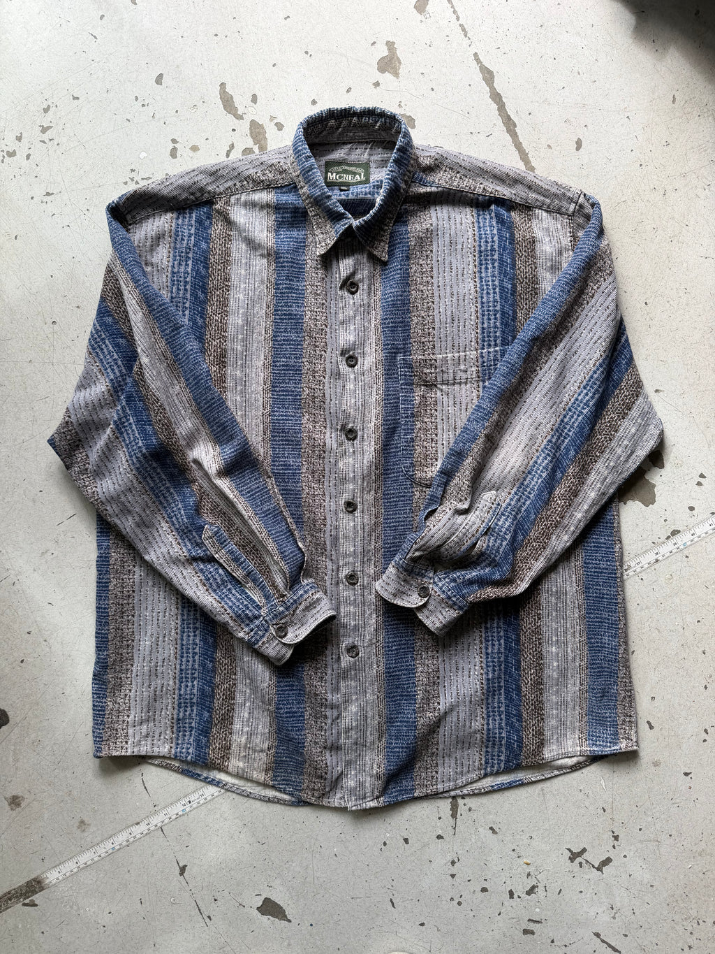 Vintage | fløjlsskjorte | mønstret | XL