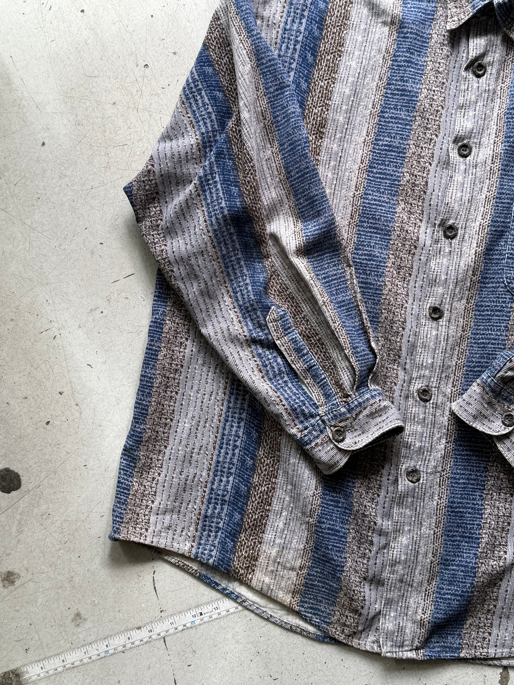 Vintage | fløjlsskjorte | mønstret | XL