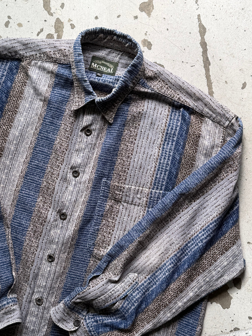 Vintage | fløjlsskjorte | mønstret | XL