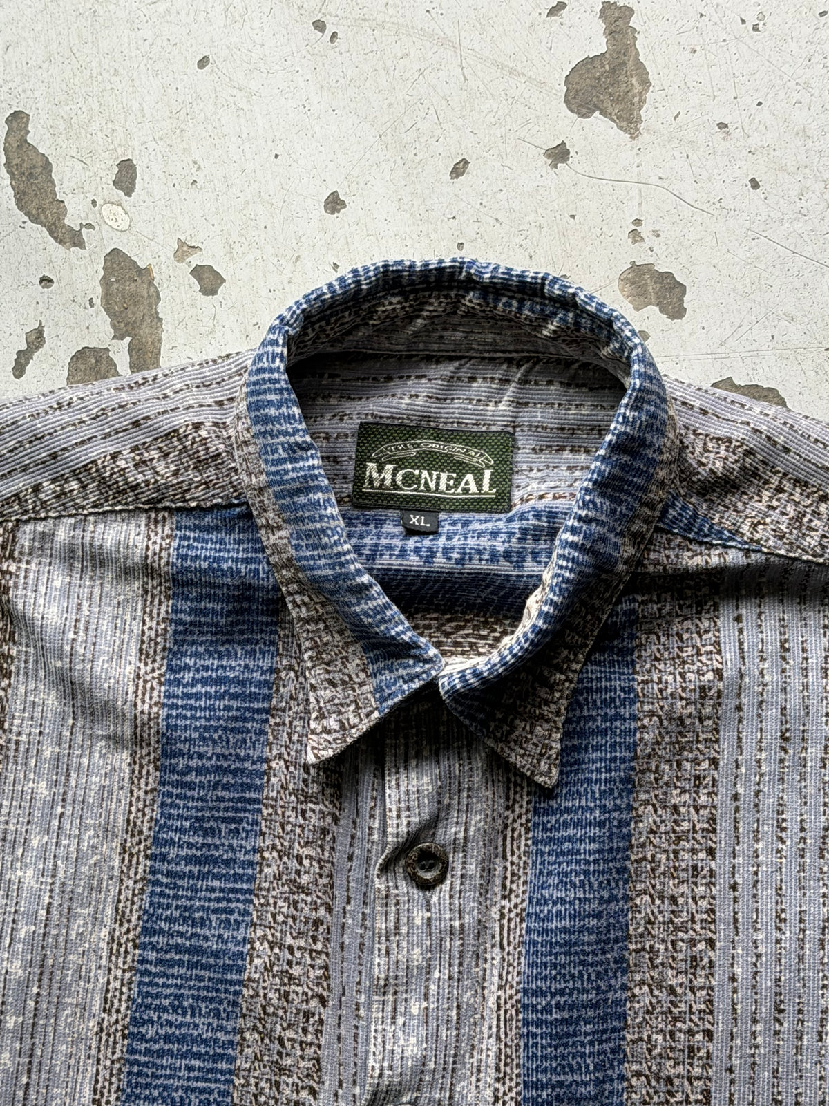 Vintage | fløjlsskjorte | mønstret | XL