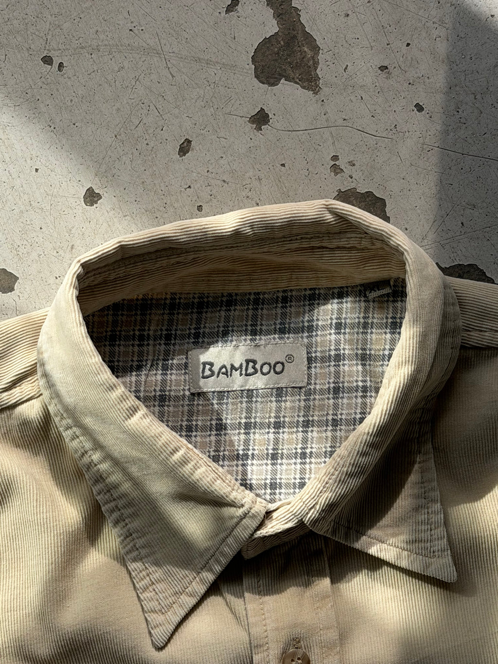 Vintage | fløjlsskjorte | beige | XL