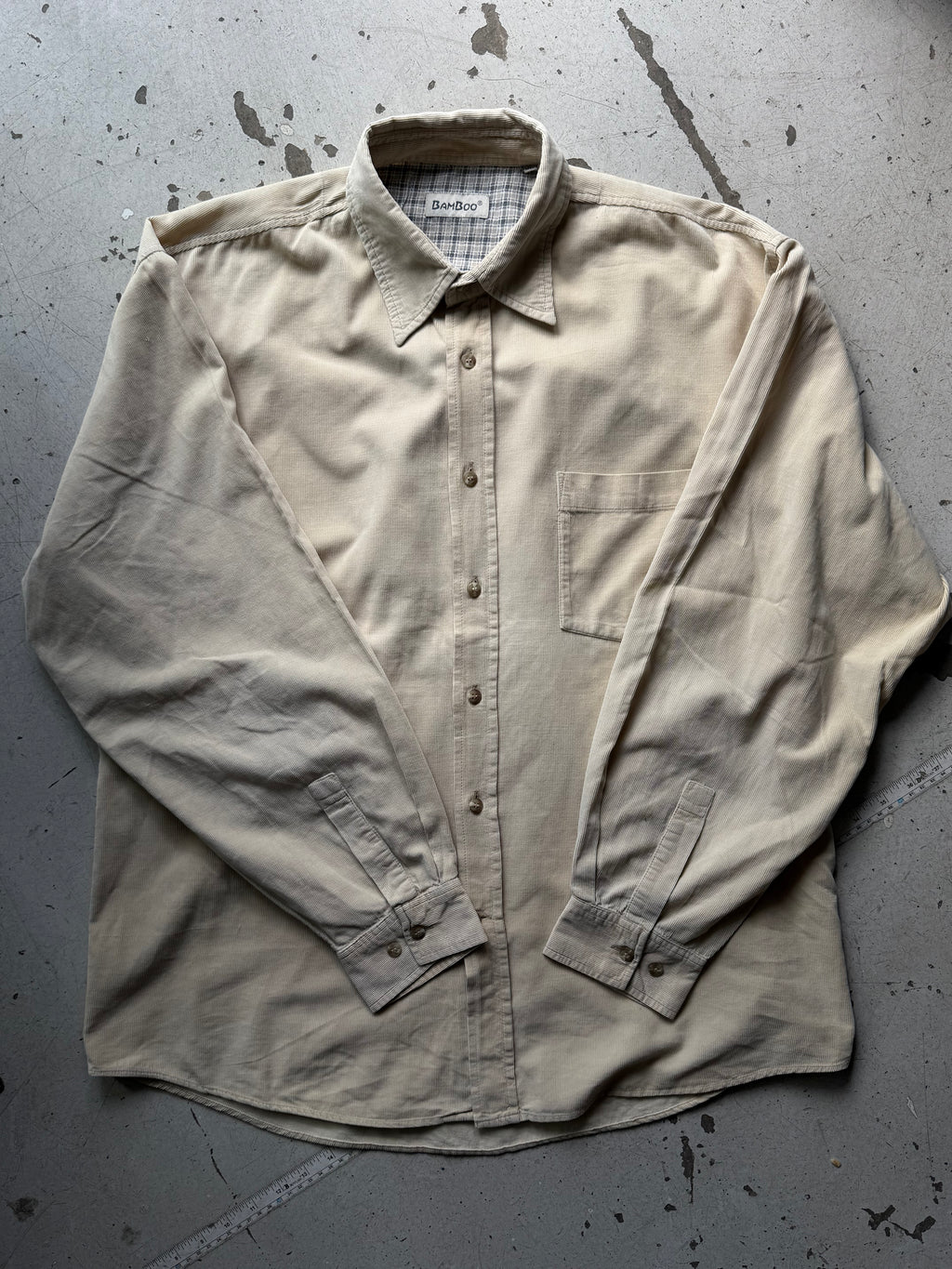 Vintage | fløjlsskjorte | beige | XL