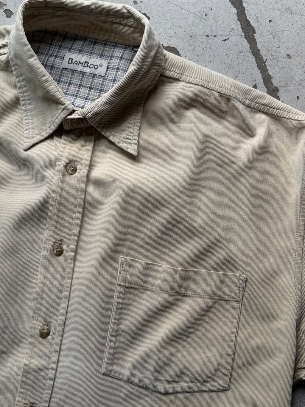 Vintage | fløjlsskjorte | beige | XL