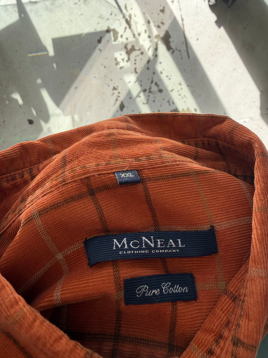 Vintage | fløjlsskjorte | Brun/Orange | XXL