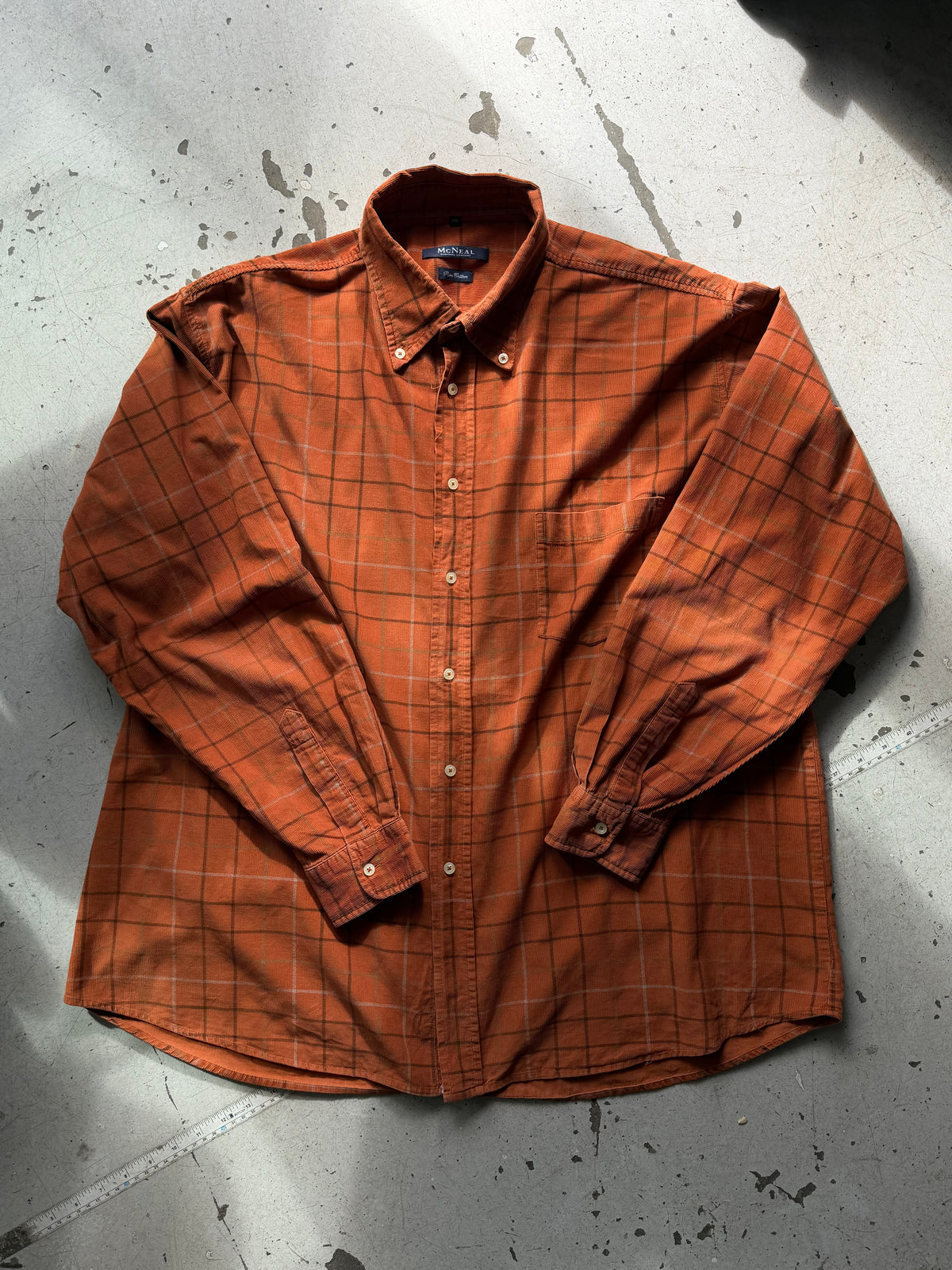 Vintage | fløjlsskjorte | Brun/Orange | XXL