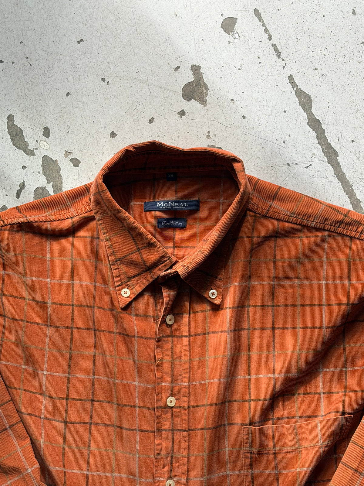 Vintage | fløjlsskjorte | Brun/Orange | XXL