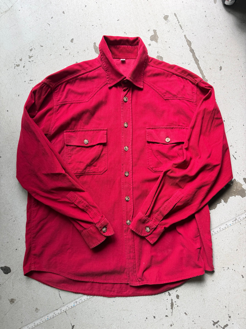 Vintage | fløjlsskjorte | Rød | XL
