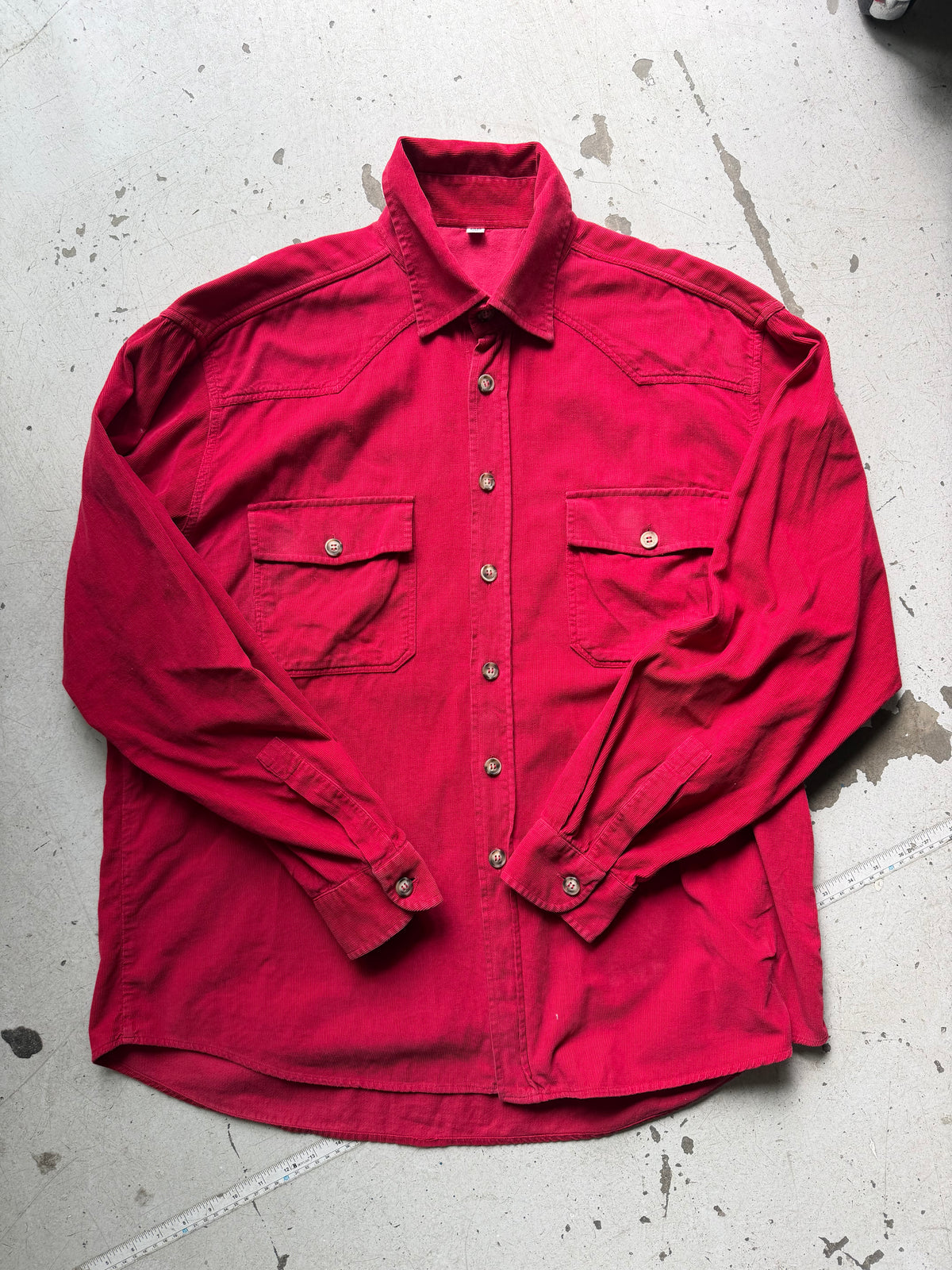 Vintage | fløjlsskjorte | Rød | XL