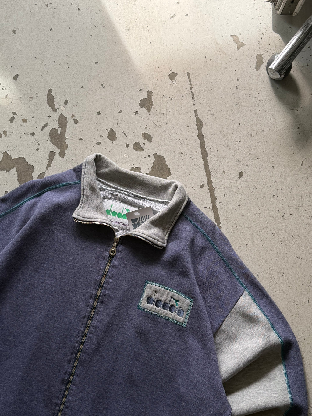 Diadora | vintage track jacket | blå/grå | XL