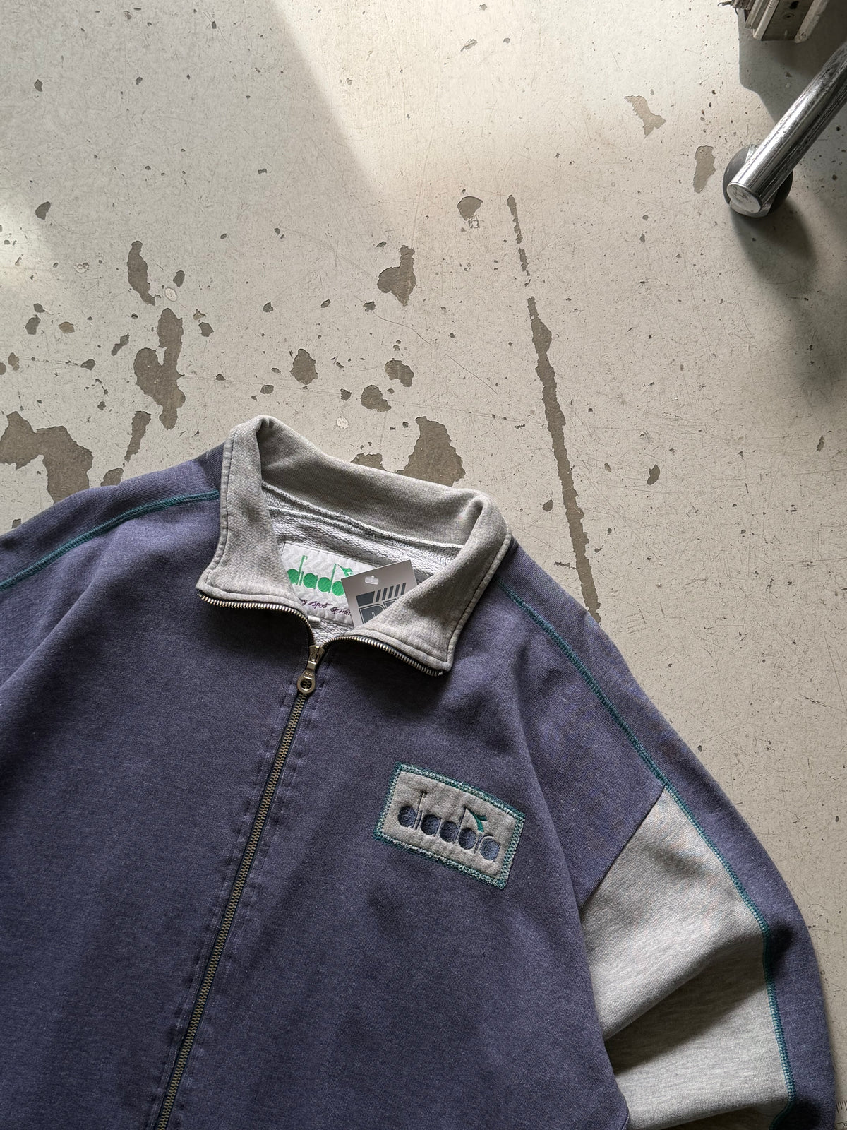 Diadora | vintage track jacket | blå/grå | XL