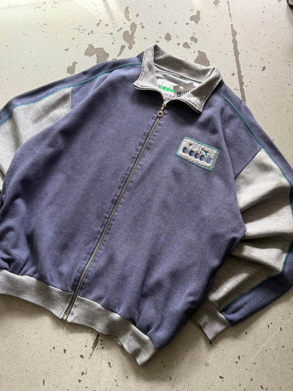 Diadora | vintage track jacket | blå/grå | XL
