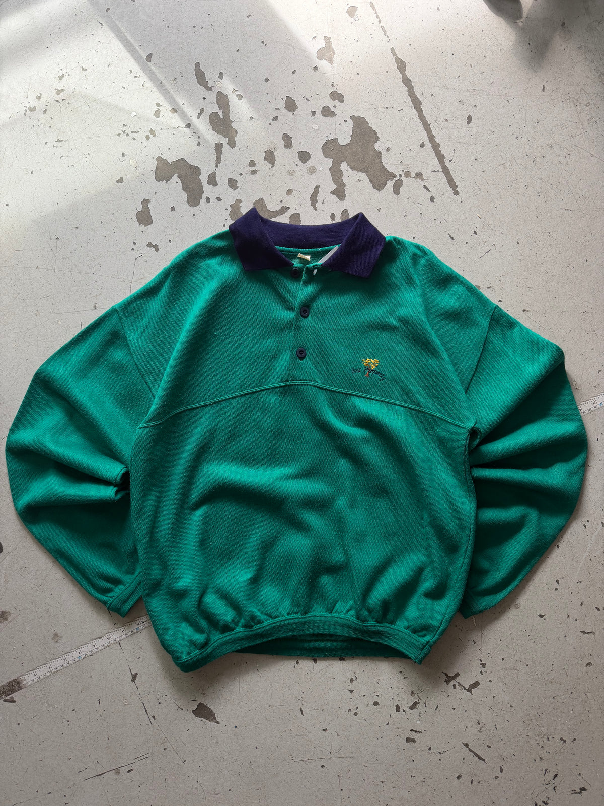 Sims | vintage polo sweatshirt | grøn/navy | M