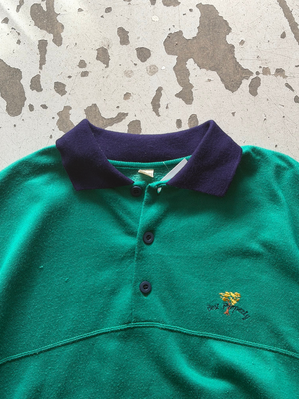 Sims | vintage polo sweatshirt | grøn/navy | M