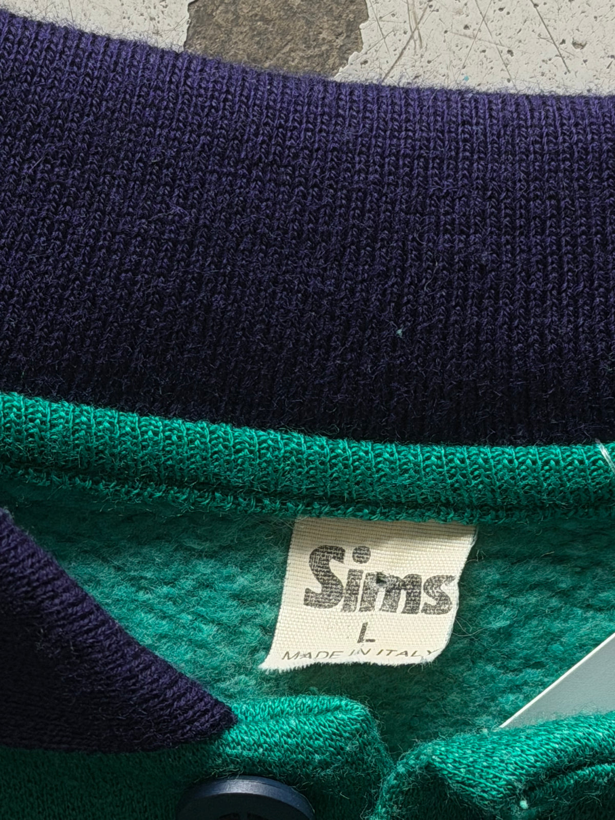 Sims | vintage polo sweatshirt | grøn/navy | M