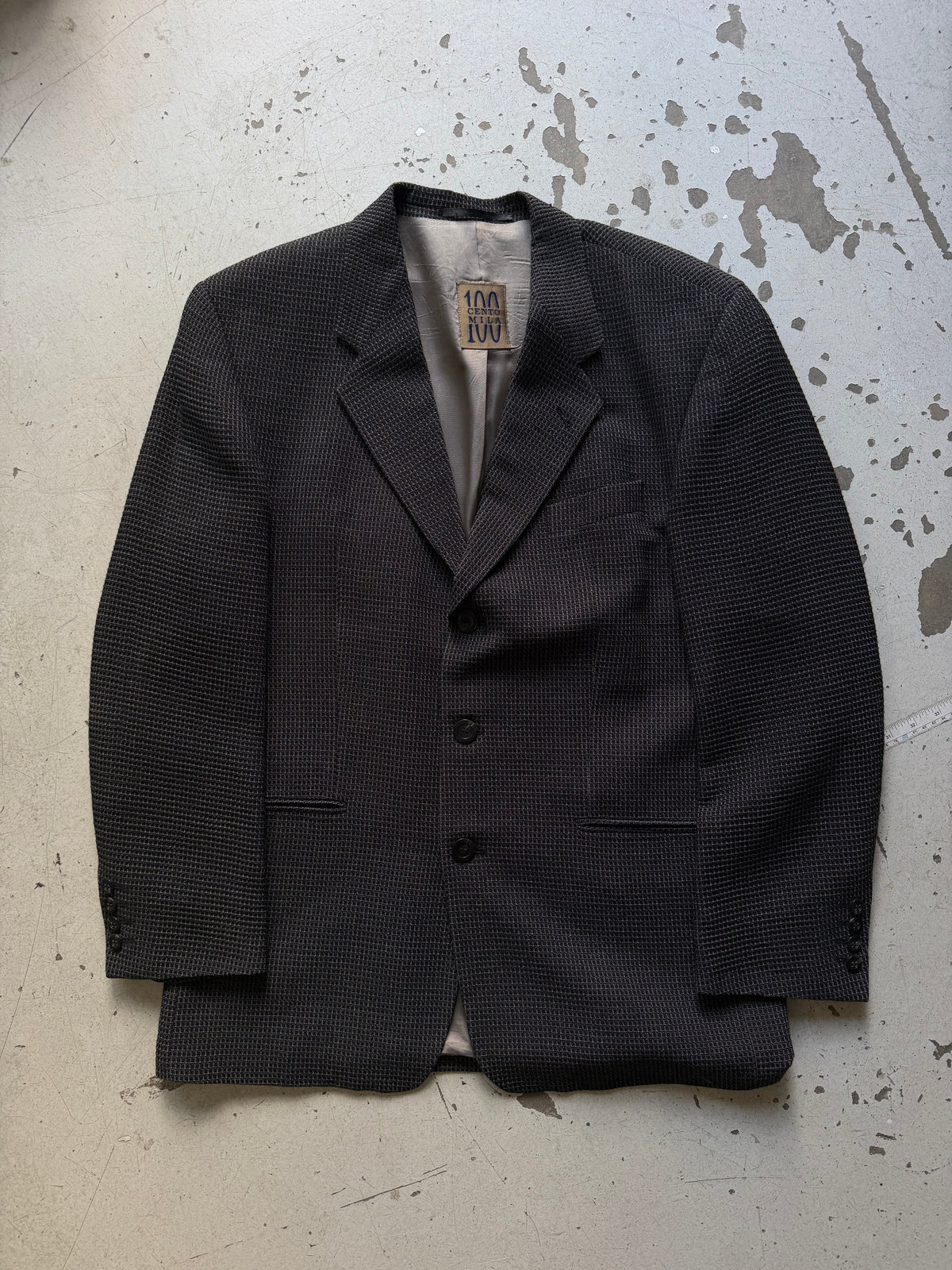 Vintage Blazer | Mørkegrå mønstret | L/XL