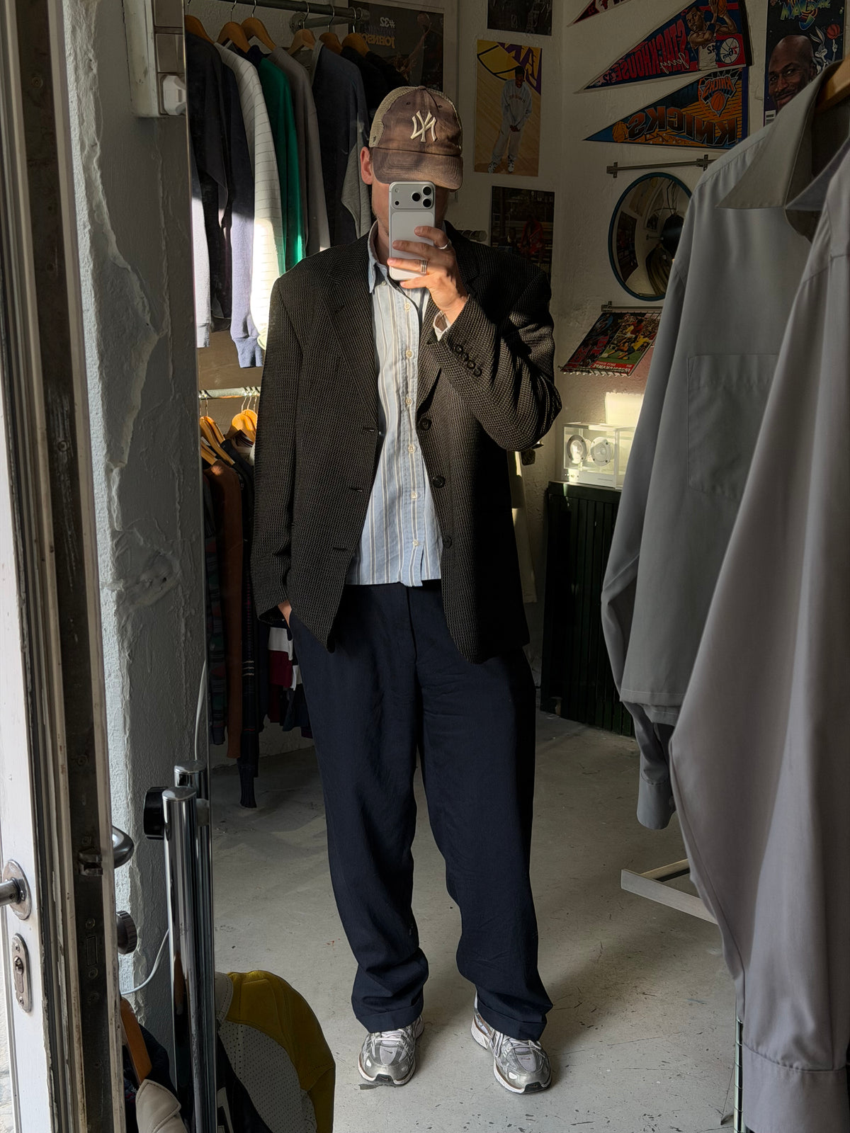 Vintage Blazer | Mørkegrå mønstret | L/XL