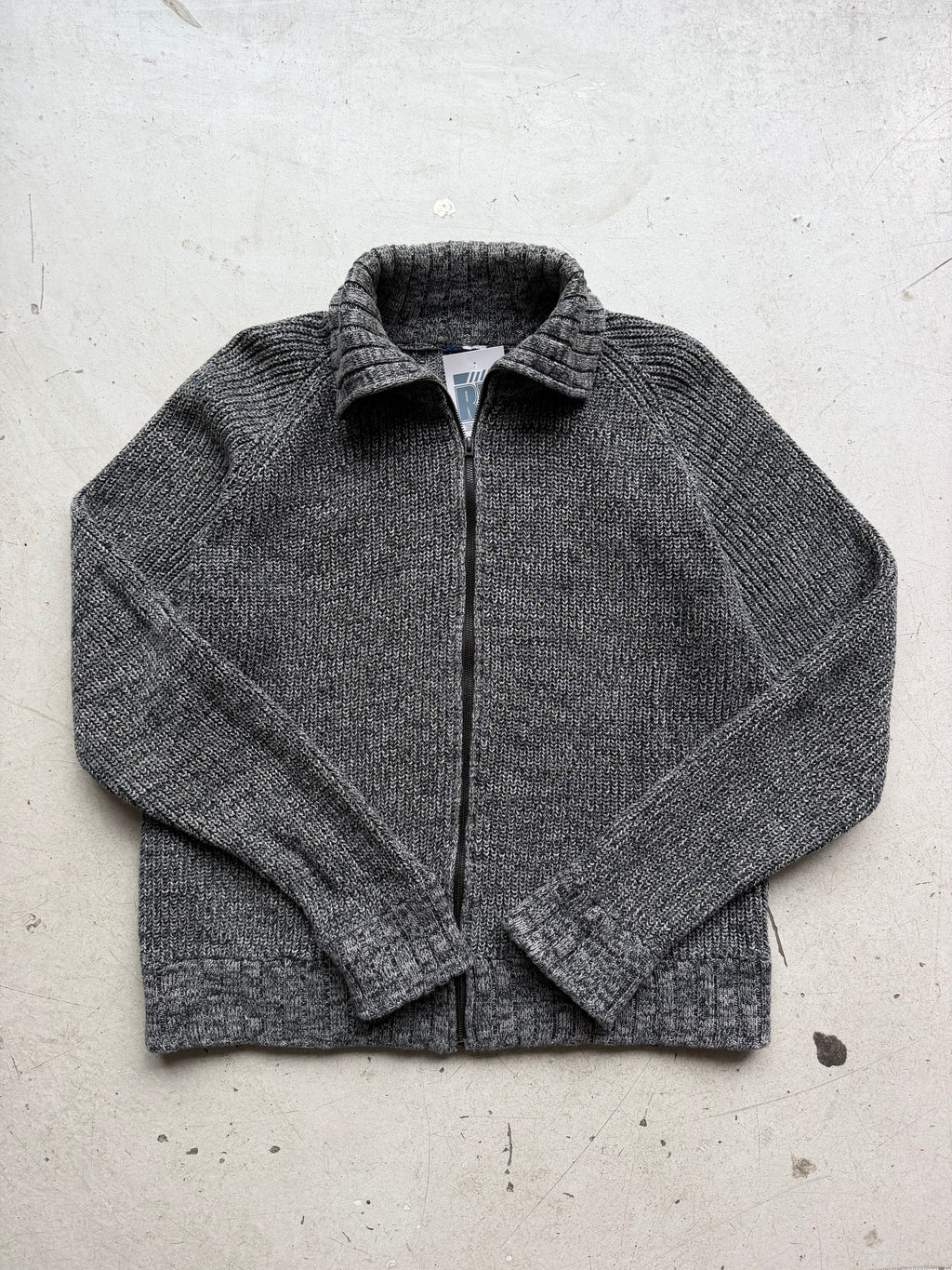 Vintage | Grovstrikket zip cardigan | Grå | M