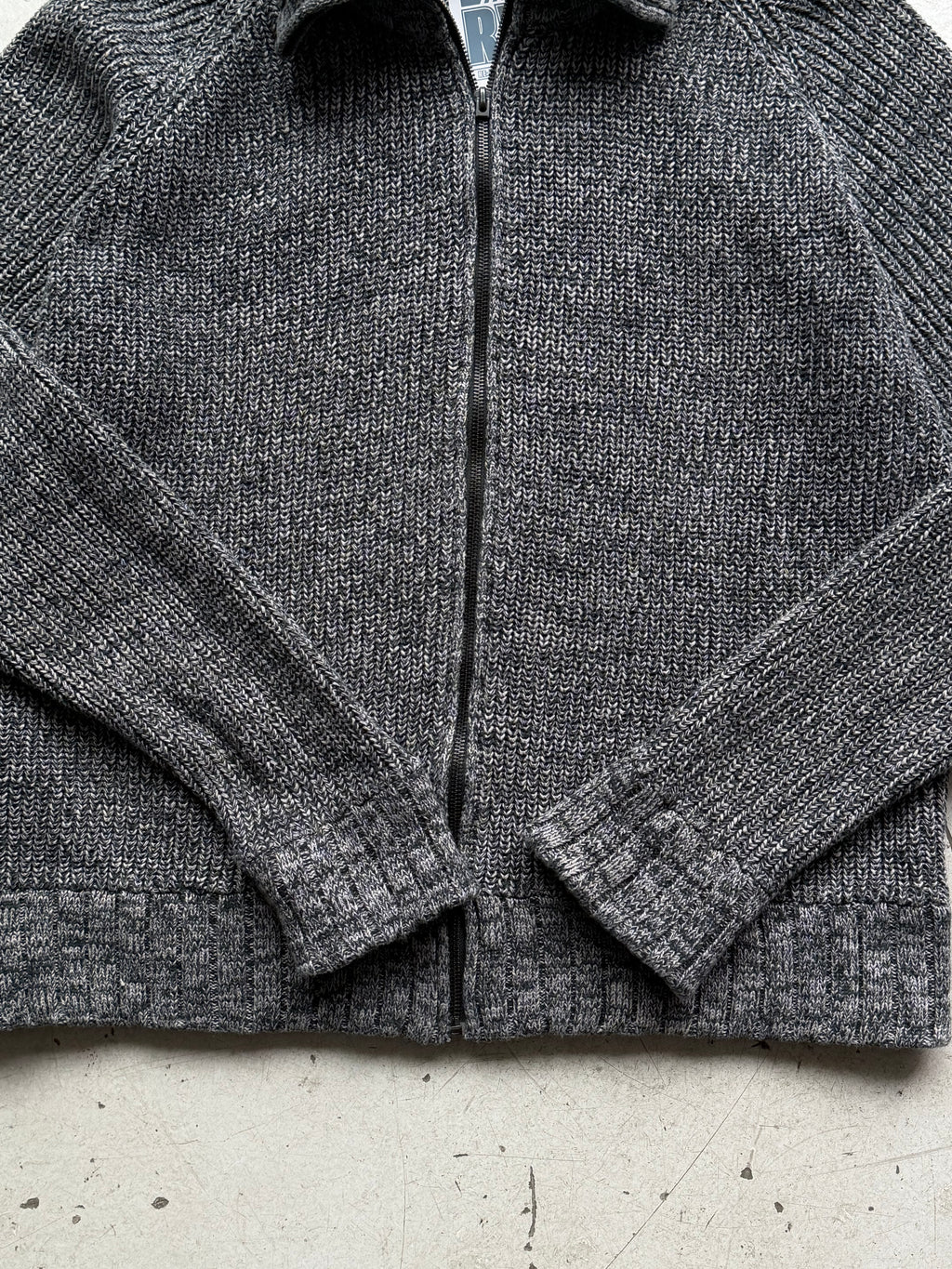 Vintage | Grovstrikket zip cardigan | Grå | M
